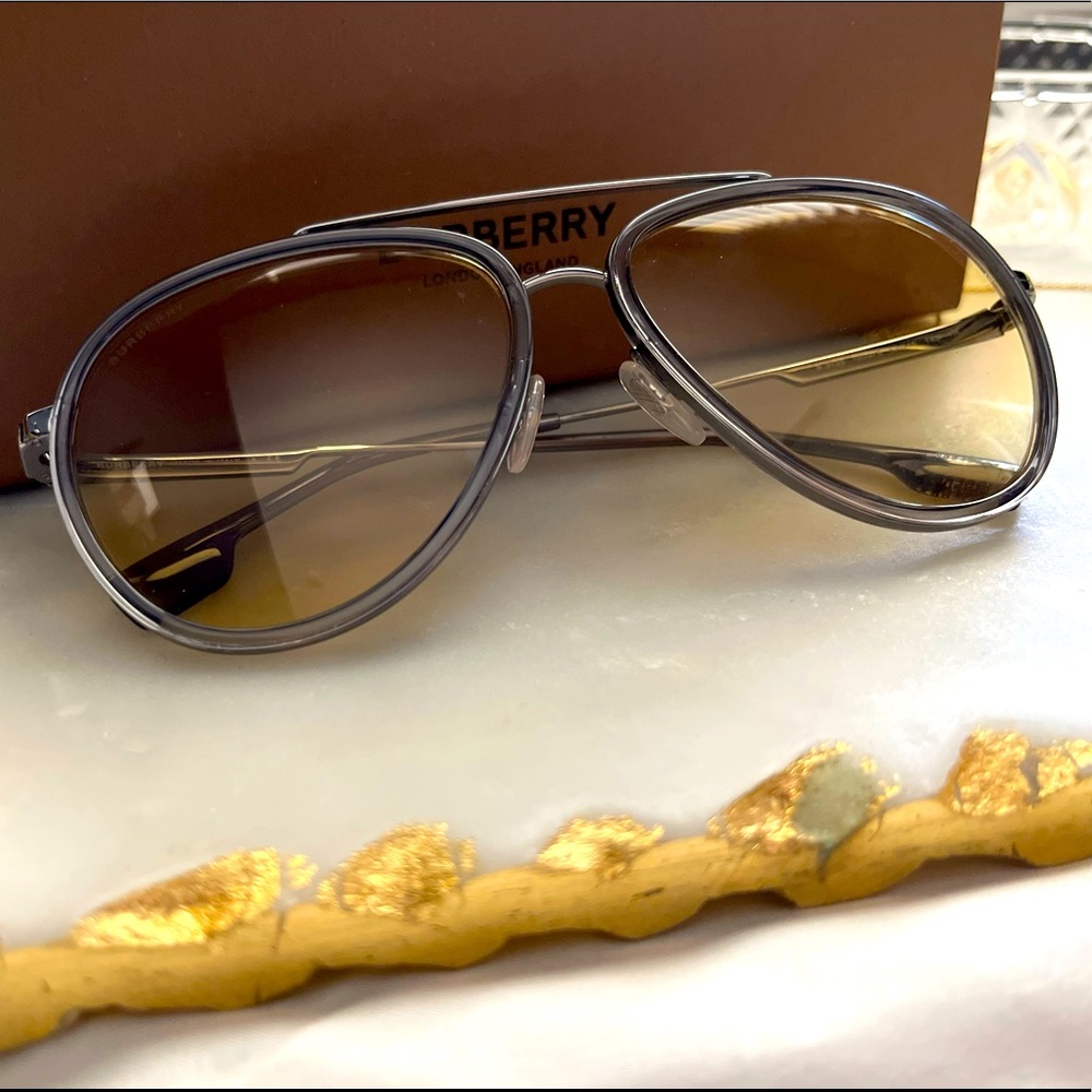 Burberry Pilot Yellow Lens Sunglasses